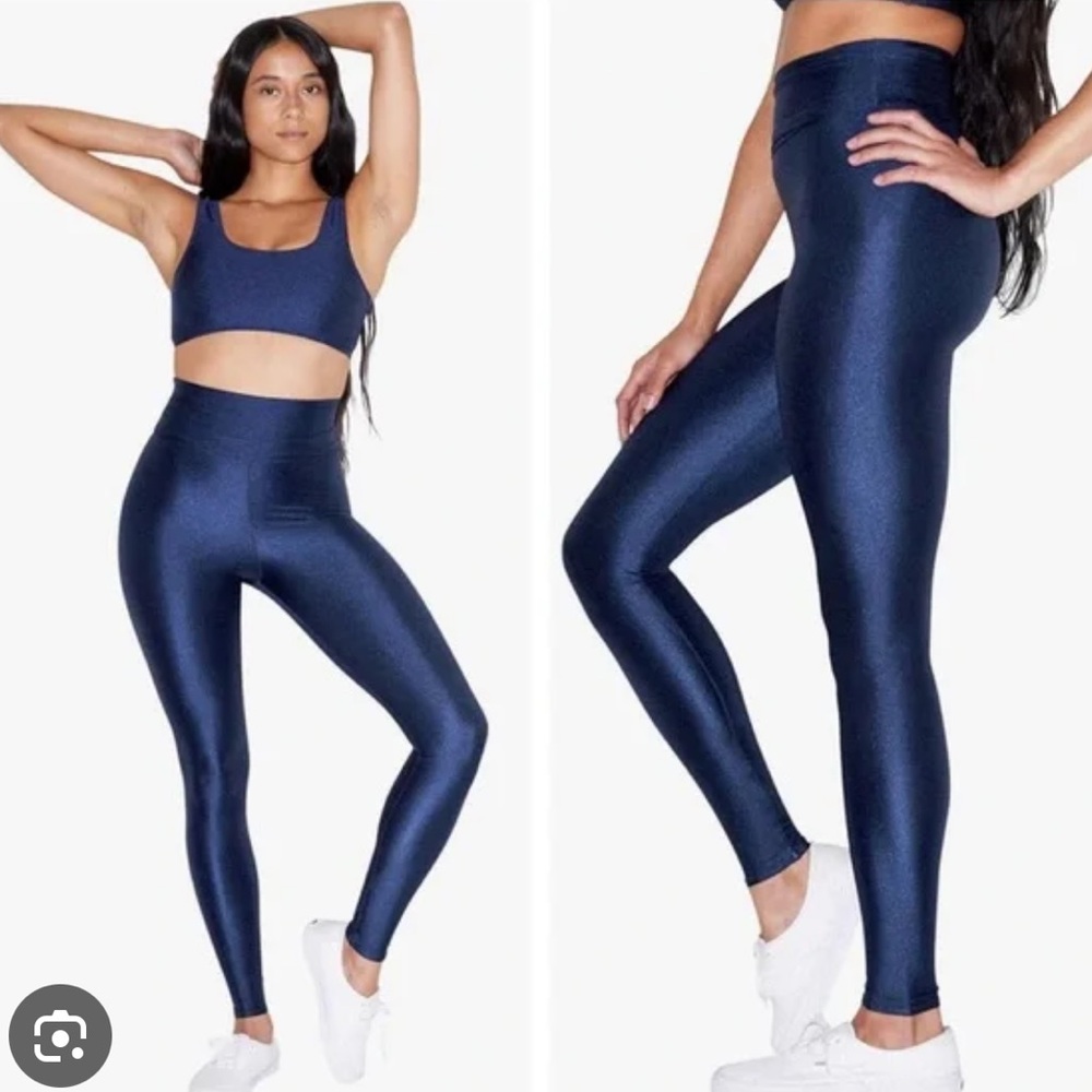 American Apparel Cobalt Shiny Leggings